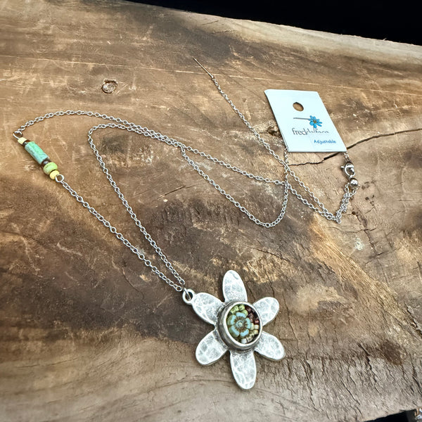 OOAK Mosaic Flower Necklace