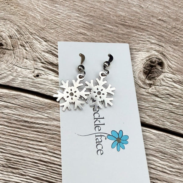 Stainless Steel Snowflake Hook Earrings