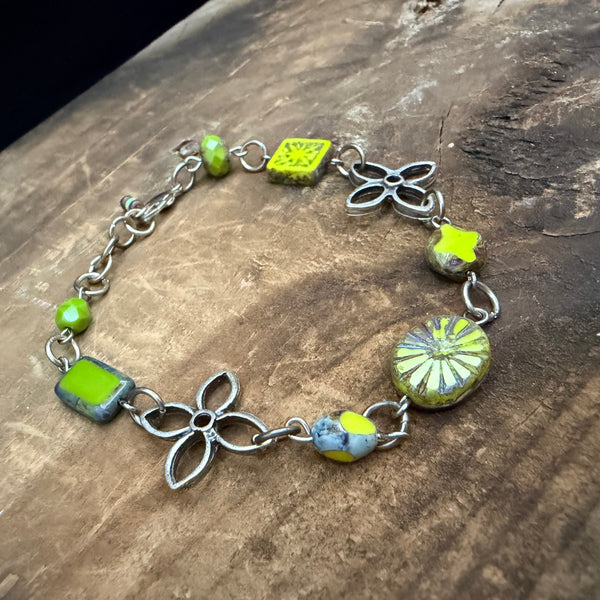 Lime Bloom Link Bracelet