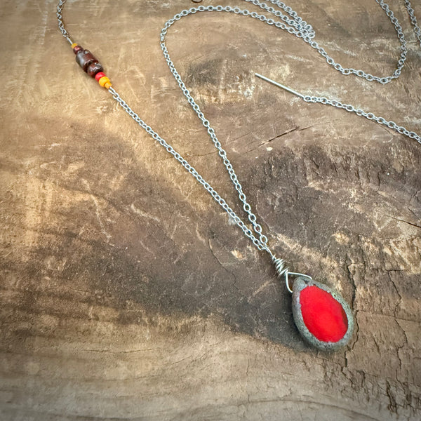 Canyon Glow Necklace – Handmade Ceramic Drop on Stainless Steel Chain