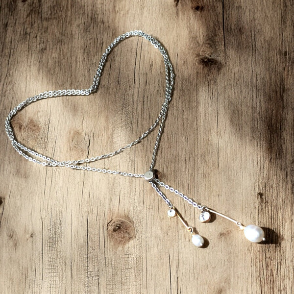 Adjustable Dainty Gold & Pearl Necklace