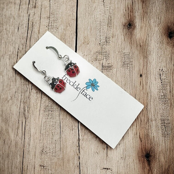 Enamel Lady Bug Earrings