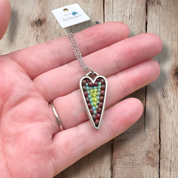 OOAK Mosaic Adjustable Necklace - Heart - M3640
