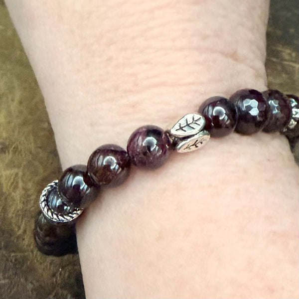 Midnight Garnet Stretch Bracelet
