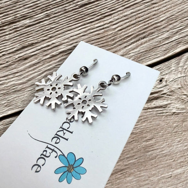 Stainless Steel Snowflake Hook Earrings