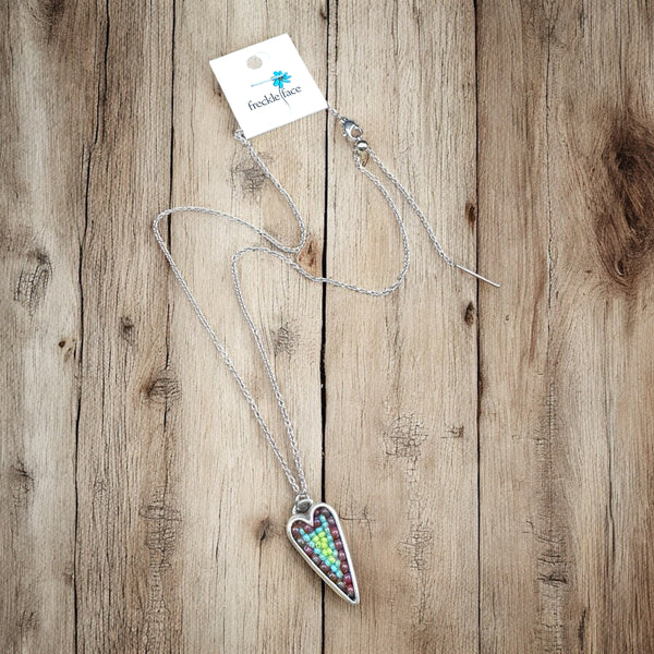 OOAK Mosaic Adjustable Necklace - Heart - M3640