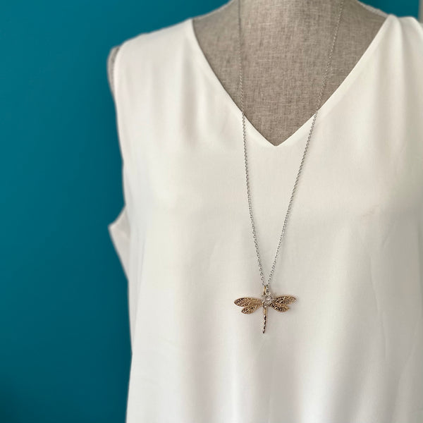 Gold Dragonfly Necklace