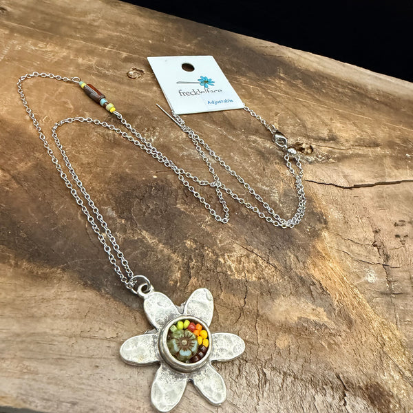 OOAK Mosaic Flower Necklace