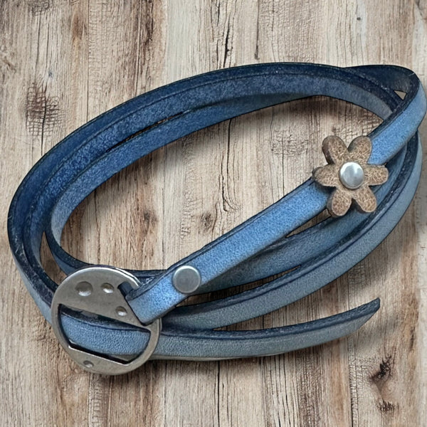 Leather Wrap Bracelets - Boho Style, Unisex Fit, Floral Detail, One Size Adjustable