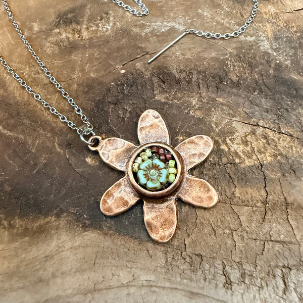 OOAK Mosaic Flower Necklace