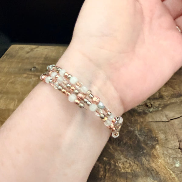 Champagne Glow Memory Wire Bracelet