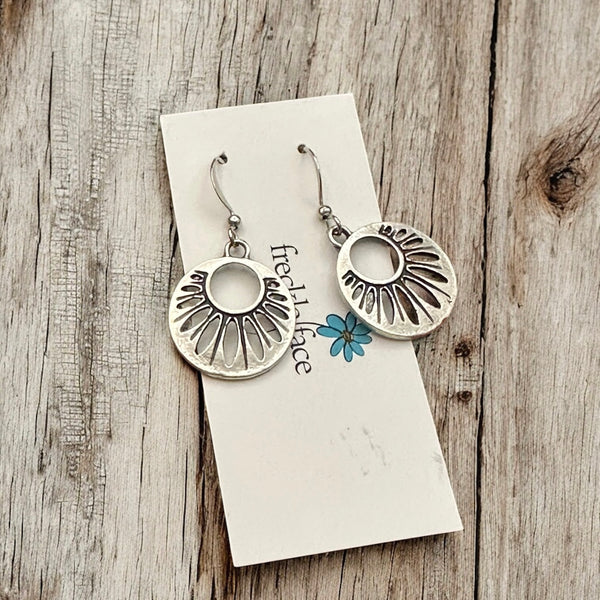 silver circle no tarnish hook earrings