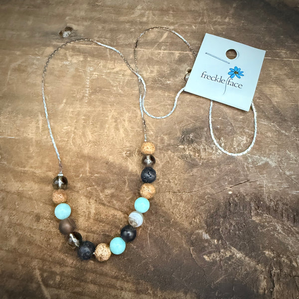 Boho Lava & Turquoise Beaded Necklace