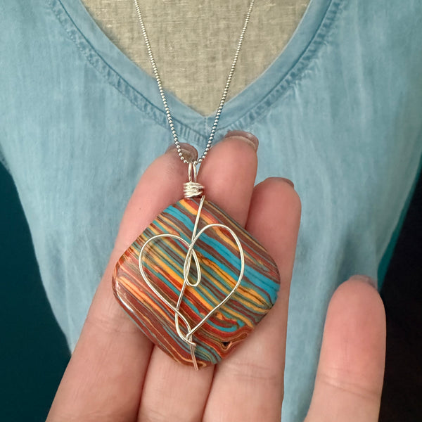 Retro Heart Wrap Necklace - Long