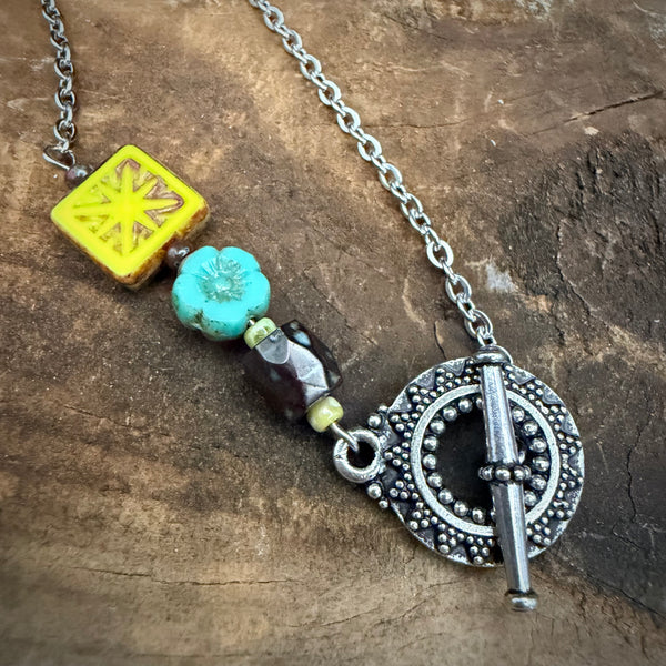 Beaded Czech Glass Toggle Necklace
