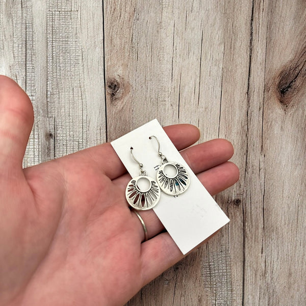 boho geometric matte silver drop earrings made in ontario