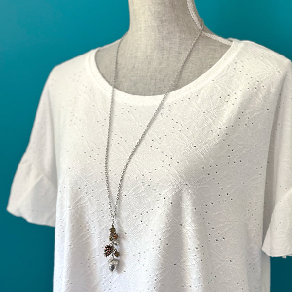 Acorn & Pinecone Necklace – Fall Woodland Pendant Gift