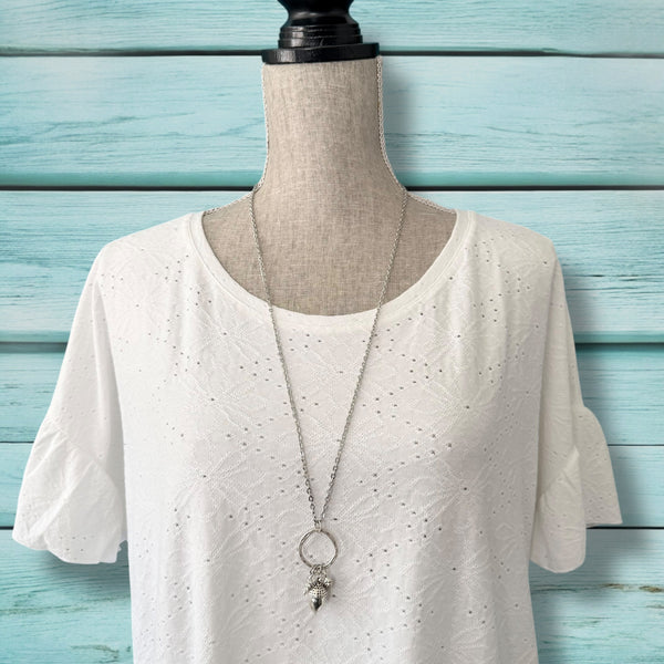 Large Acorn Forest Pendant Necklace – Stainless Steel Long Chain