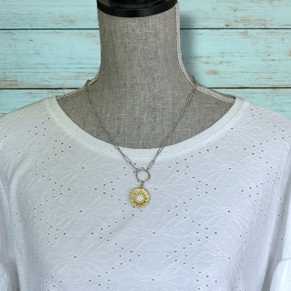 Sunflower Paperclip Necklace