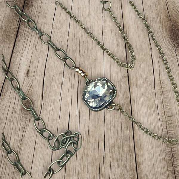 Vintage Brass & Crystal Necklace