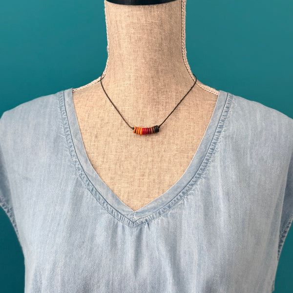 Boho Ember Ceramic Bead Necklace
