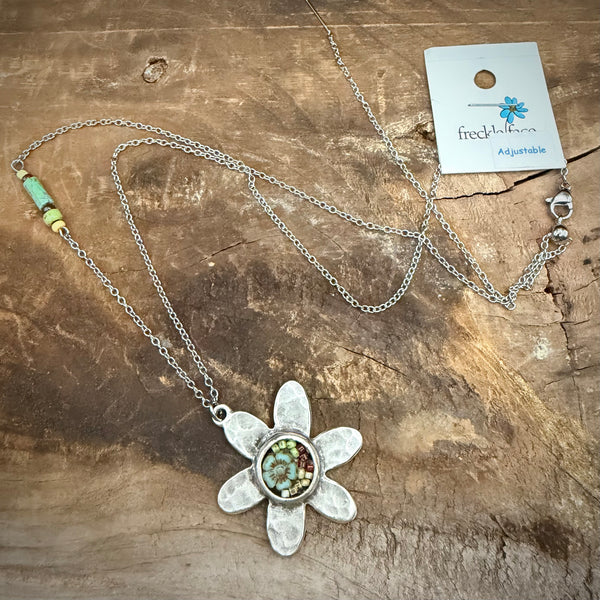 OOAK Mosaic Flower Necklace