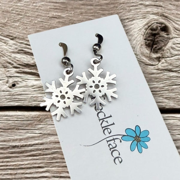 Stainless Steel Snowflake Hook Earrings