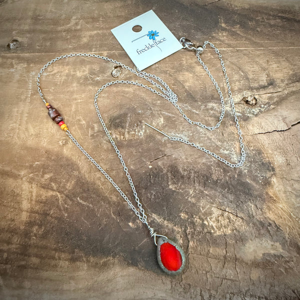 Canyon Glow Necklace – Handmade Ceramic Drop on Stainless Steel Chain