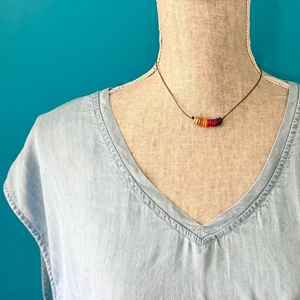 Boho Ember Ceramic Bead Necklace