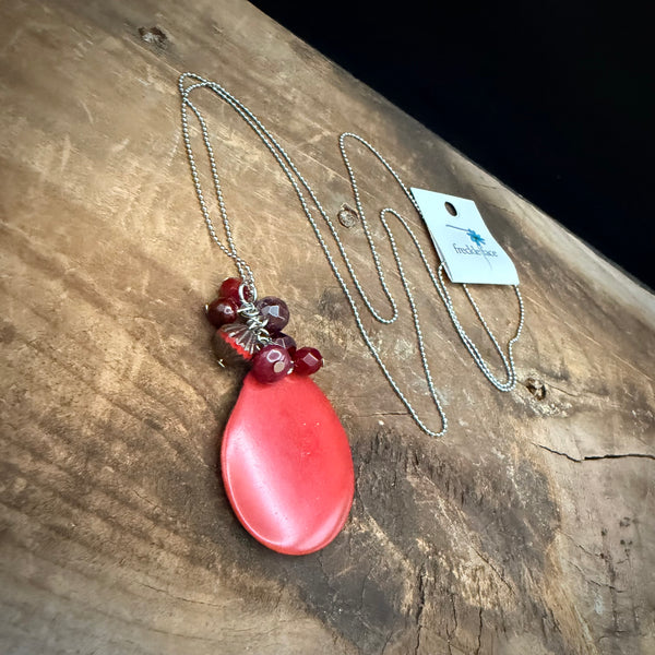 Red Tagua Nut Pendant Necklace
