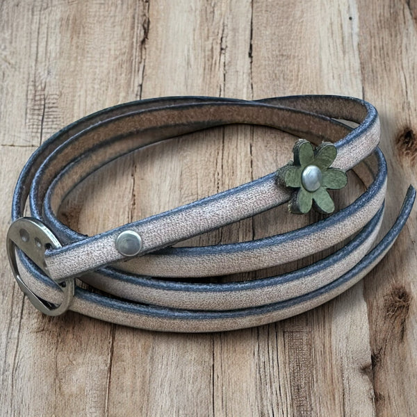 Leather Wrap Bracelets - Boho Style, Unisex Fit, Floral Detail, One Size Adjustable