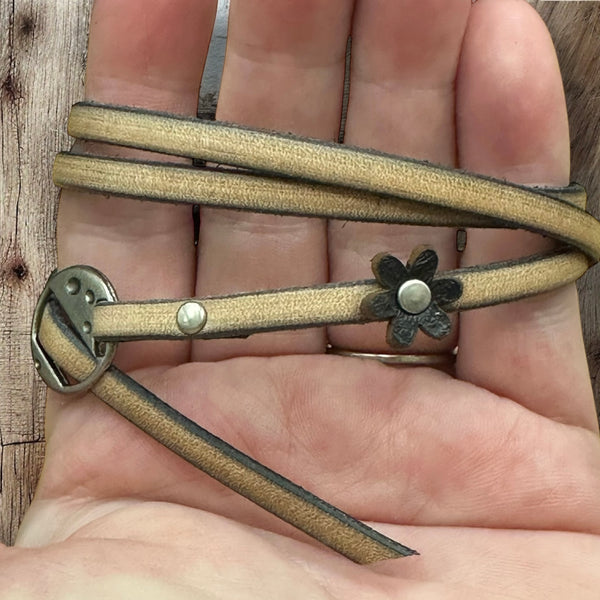 Leather Wrap Bracelets - Boho Style, Unisex Fit, Floral Detail, One Size Adjustable