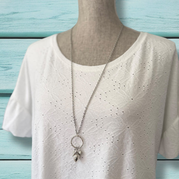 Large Acorn Forest Pendant Necklace – Stainless Steel Long Chain