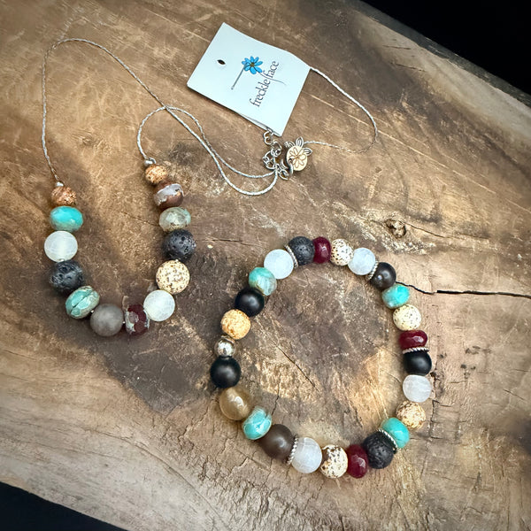 Boho Earthstone Necklace & Bracelet Set – 3 Options