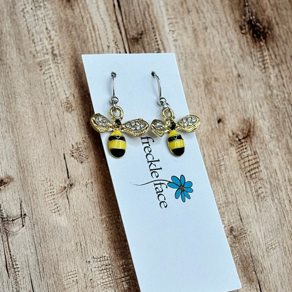 Close-up of bumble bee detail with textured wings and body