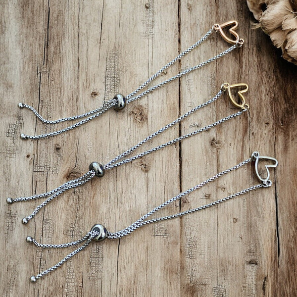 Adjustable Bracelet - Open Heart
