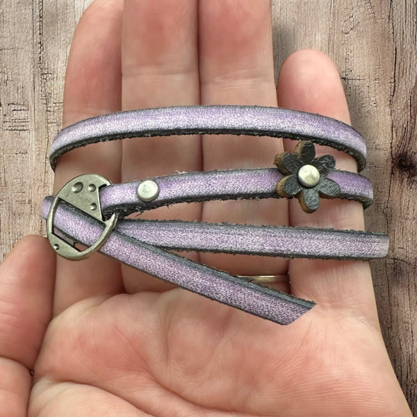 Leather Wrap Bracelets - Boho Style, Unisex Fit, Floral Detail, One Size Adjustable