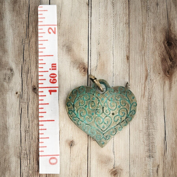 Charm Bar - Charm - Large Patina Heart