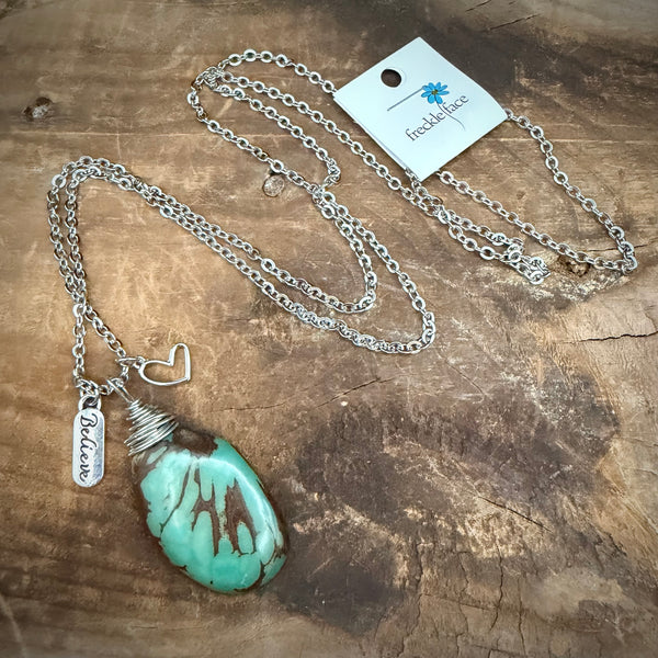 Believe in You – Turquoise Tagua Pendant Necklace