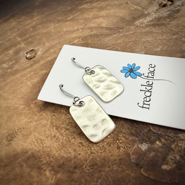 Hammered Rectangle Earrings