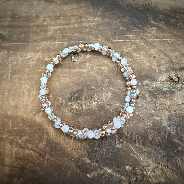 Champagne Glow Memory Wire Bracelet