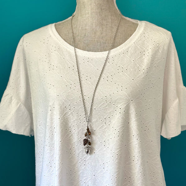 Acorn & Pinecone Necklace – Fall Woodland Pendant Gift