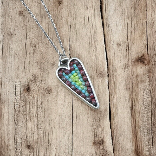 OOAK Mosaic Adjustable Necklace - Heart - M3640