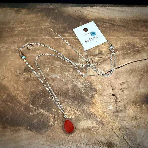 Ember Glow Necklace – Handmade Ceramic Drop on Stainless Steel Chain