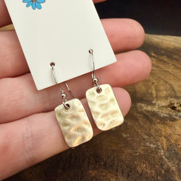 Hammered Rectangle Earrings