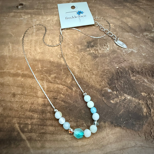 Sea Glass Aqua Beaded Necklace