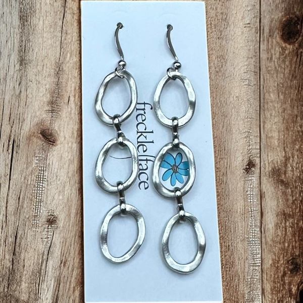 Simplistic Matte silver triple drop hook circle earrings