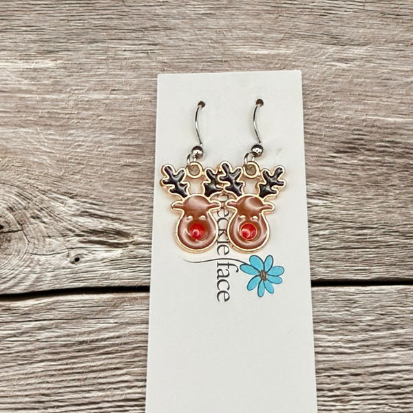 Reindeer Enamel Earrings