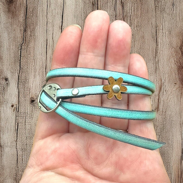 Leather Wrap Bracelets - Boho Style, Unisex Fit, Floral Detail, One Size Adjustable