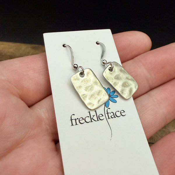 Hammered Rectangle Earrings
